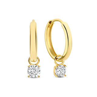 Christine™ | Gold Stone Hoop Earrings