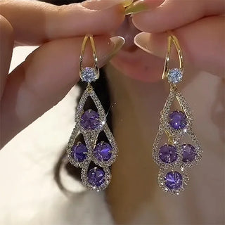 Danielle Purple Crystal Drop Earrings