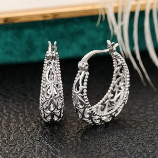 Lyla Antique Hollow Basket Earrings | White Gold