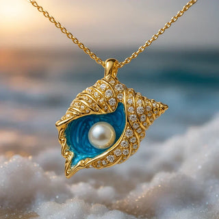 Rein Radiant Pearl Seashell Necklace | Gold